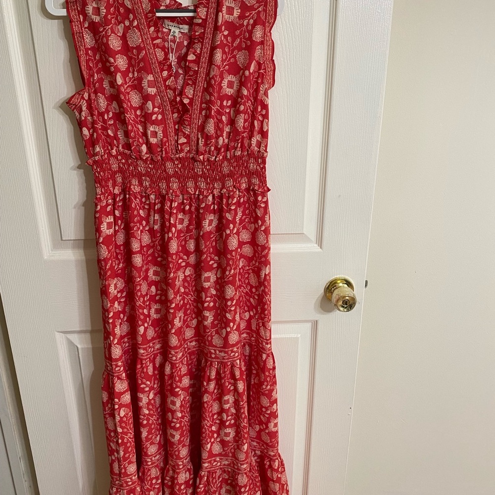 Red Floral Midi Dress